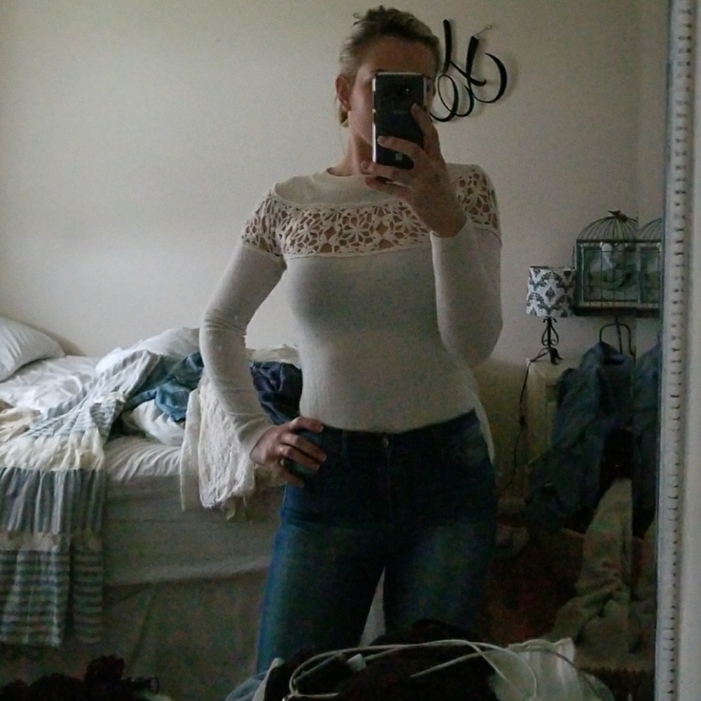 White cut out shirt